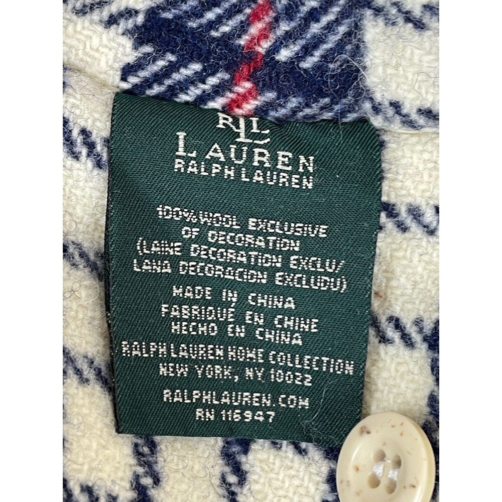 Lauren Ralph Lauren 100% Wool 24x24 Plaid Sham Pillow Covers Set of 2 - Picture 8 of 9